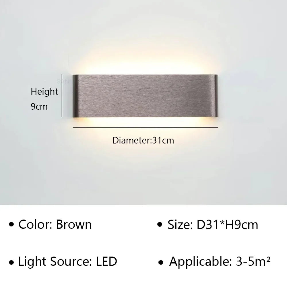 LED Wandlamp Modern Aluminium Acryl 30cm Warm Wit Zwart Goud Slaapkamer Hal Badkamer Minimalistisch Design | Sansoti