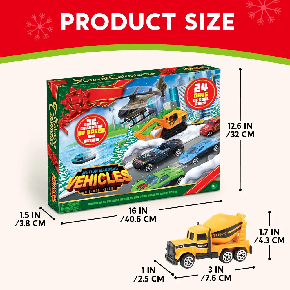 Adventskalender Fahrzeuge 24 Tage Countdown-Spielzeug Weihnachtsüberraschung für Kinder Weihnachtsgeschenk für Jungen | Sansoti
