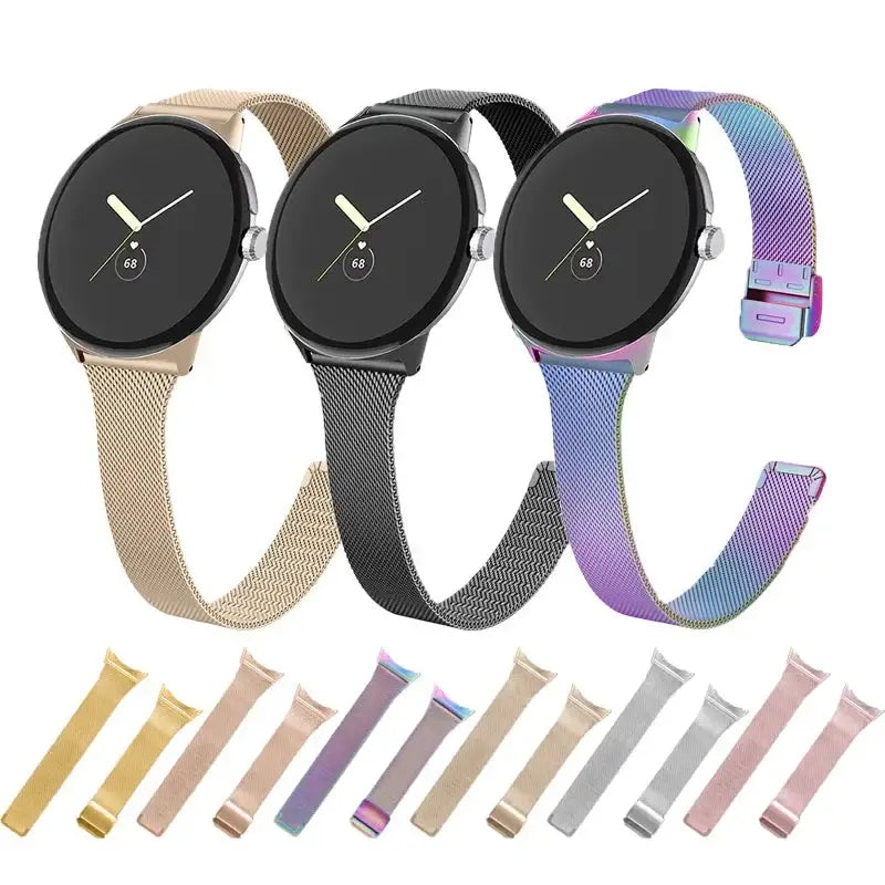 Edelstahl-Smartwatch-Armband für Google Pixel – Stilvolles Metallarmband Verstellbar Komfortabel Elegant | Sansoti