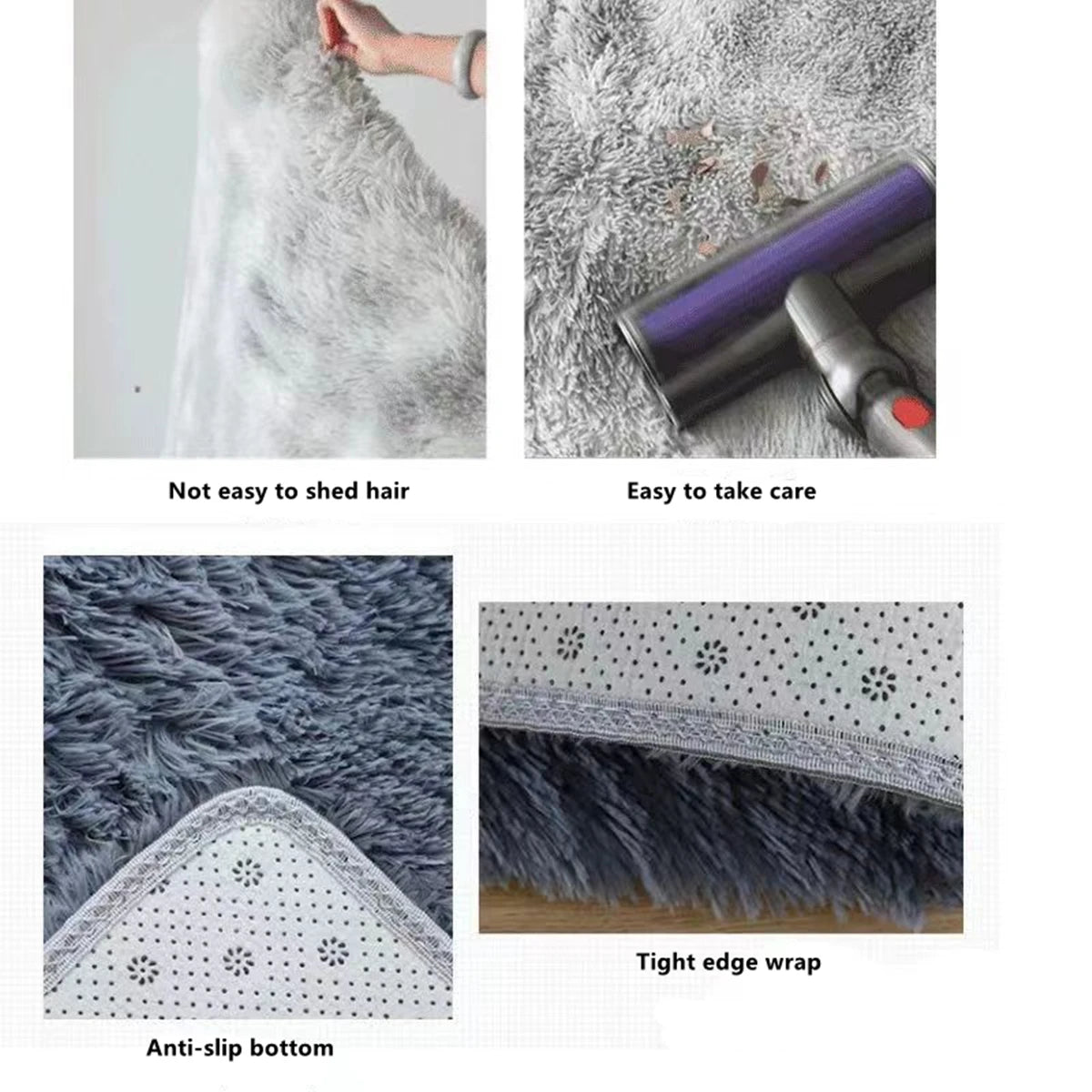 Fluffy Teppich Mikrofaser Rutschfest Grau Weiß Braun Schlafzimmer Wohnzimmer Flauschiger Teppich Nachttisch Shaggy Weich | Restfield