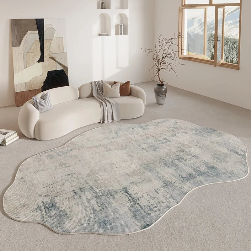 Tapis doux à forme organique, dessous antidérapant, polyester, intérieur moderne, salon, chambre | Sansoti