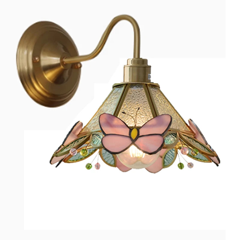 Wandlamp Tiffany Gebrandschilderd Glas Koper E27 Slaapkamer Woonkamer Gang Retro Vintage Wandverlichting Sfeerverlichting Klassiek | Sansoti