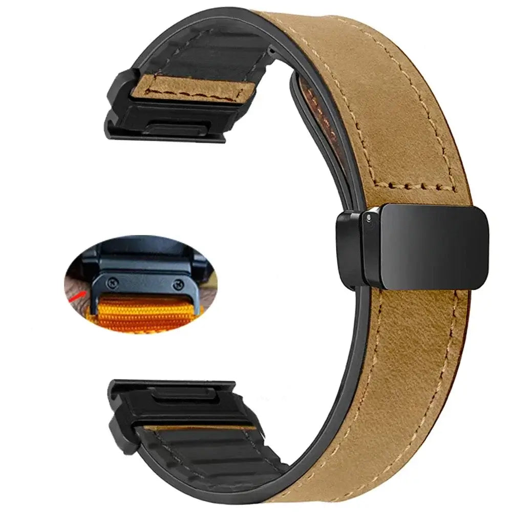 Lederarmband für Smartwatches mit magnetischem Verschluss, Schnellwechselsystem, 20 mm, 22 mm, 26 mm, universell | Sansoti