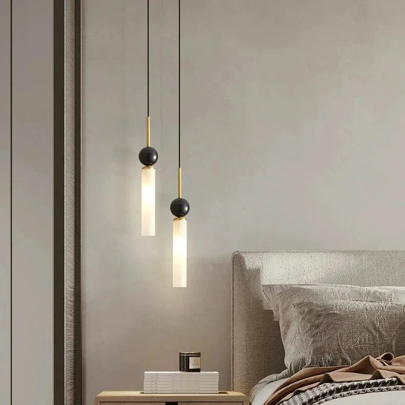 Pendelleuchte Marmor Rohr Zylinder Schwarz Gold Warmweiß Kaltweiß Design Beleuchtung Esszimmer Schlafzimmer Wohnzimmer | Sansoti