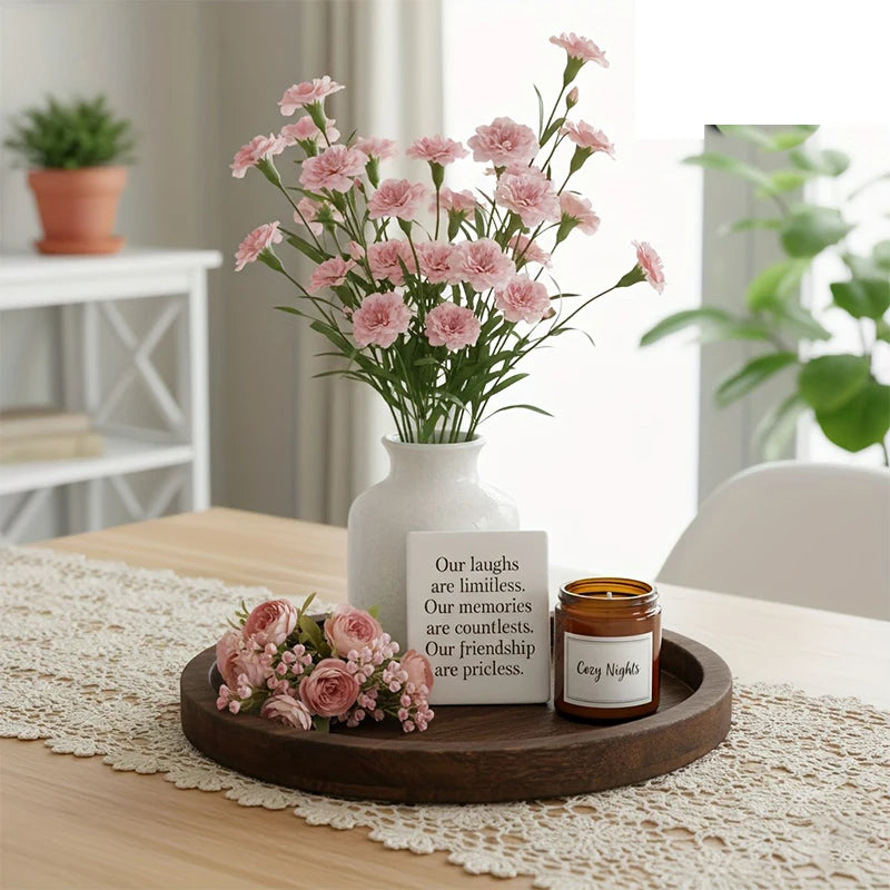 Décoration table basse Plateau rond en bois Style ferme Centre de table | Restfield