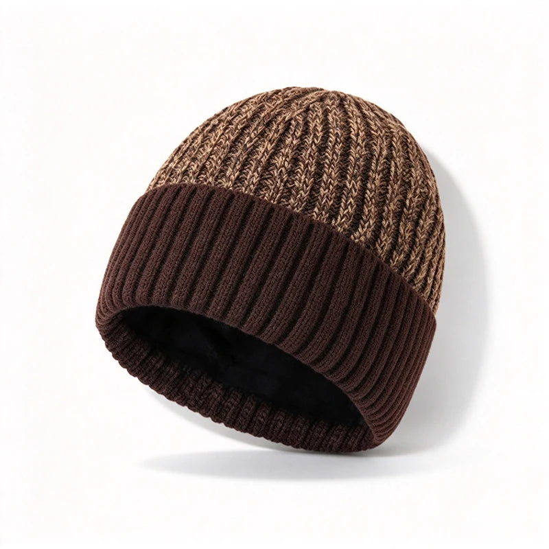 Gebreide Wintermuts Heren met Fleece Voering Ribpatroon Beanie Thermisch Warm Skimuts Outdooractiviteiten | Sansoti