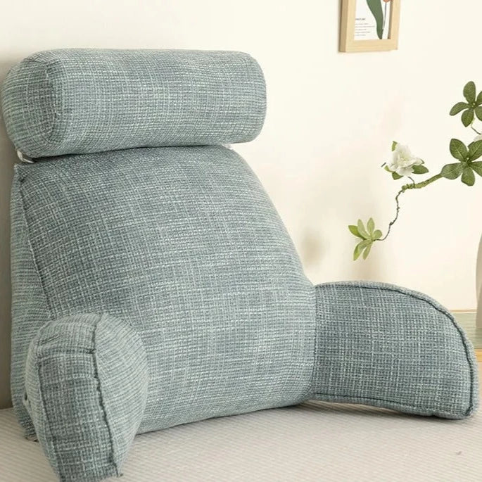 Coussin ergonomique de soutien dorsal avec appuie-tête réglable et housse en coton amovible pour un confort d’assise optimal à la maison | Sansoti