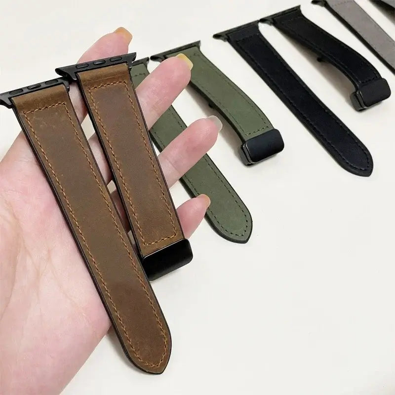 Bracelet de smartwatch magnétique en cuir véritable, réglable, résistant à l’eau, sportif, élégant et raffiné | Sansoti