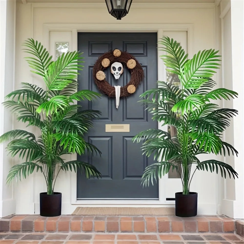 Kunstplant Areca Palm 90cm 24 Bladeren Buiten Binnen Woonkamer Slaapkamer Nep Palm Decoratieve Kunstboom Set van 2 | Sansoti