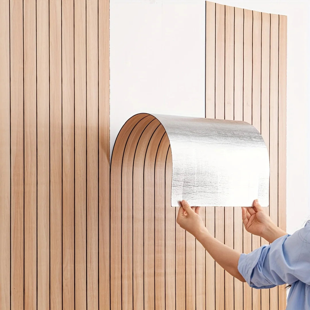 Panneau Mural Autocollant 3D Aspect Bois PVC 40x300cm Salon Chambre Peel and Stick Sticker Mural Papier Peint Motif Lattes Étanche | Restfield