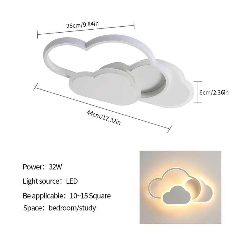 LED Kinderlampe Wolke Deckenleuchte 32W Dimmbar Acryl Fernbedienung Schlafzimmer Kinderzimmer Babyzimmer Weiß Modern 3000-6500K | Restfield