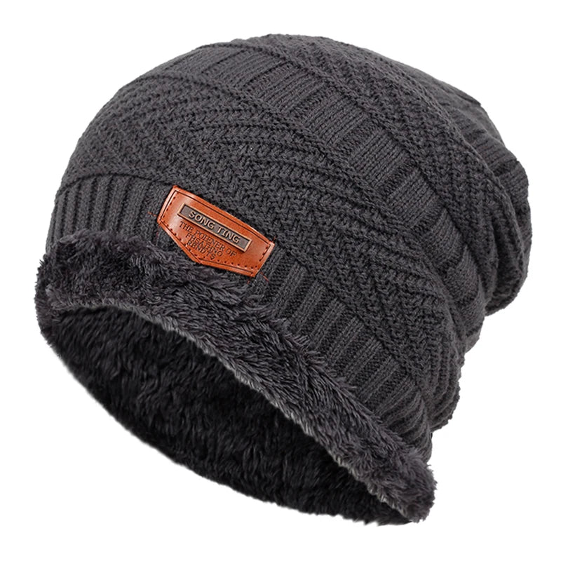 Gestrickte Unisex-Beanie aus Polyester, Wintermütze für Damen und Herren, lässige Reisemütze, warme Kopfbedeckung für Outdoor-Aktivitäten | Sansoti