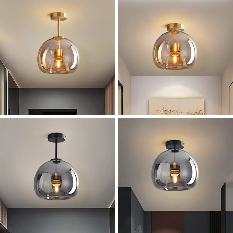 Moderne LED plafondlamp van glas – design plafondverlichting met E27 fitting voor woonkamer, slaapkamer en keuken | Sansoti
