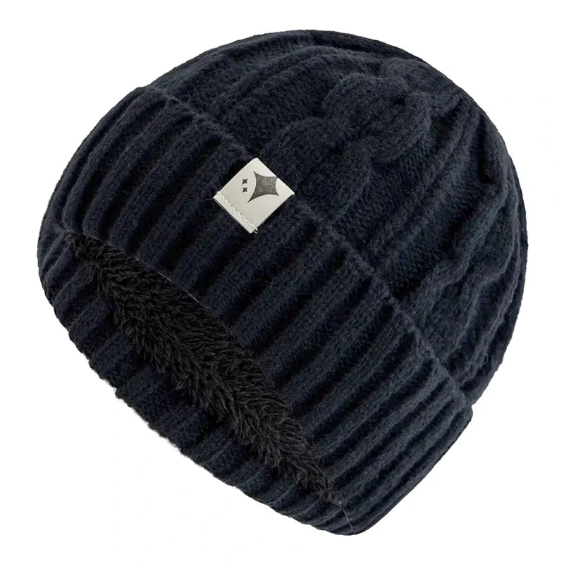 Knitted Winter Hat Unisex Soft Acrylic Beanie Star Pattern Warm Headwear 56-60cm Casual Outdoor | Sansoti