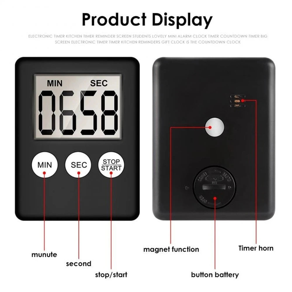 Digitale Keukentimer Magneet LCD Kompakt Keuken Aftellen Countdown Timer Eieren Pasta Koken | Sansoti
