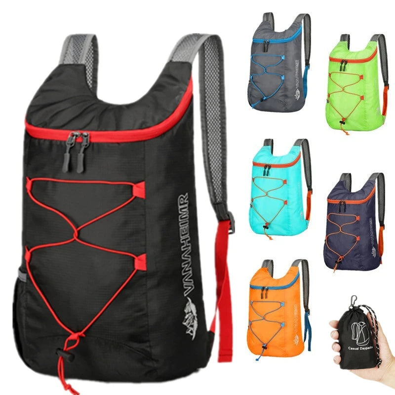 Foldable Daypack 20L Waterproof Polyester Black Gray Blue Green Orange Hiking Camping Travel | Sansoti