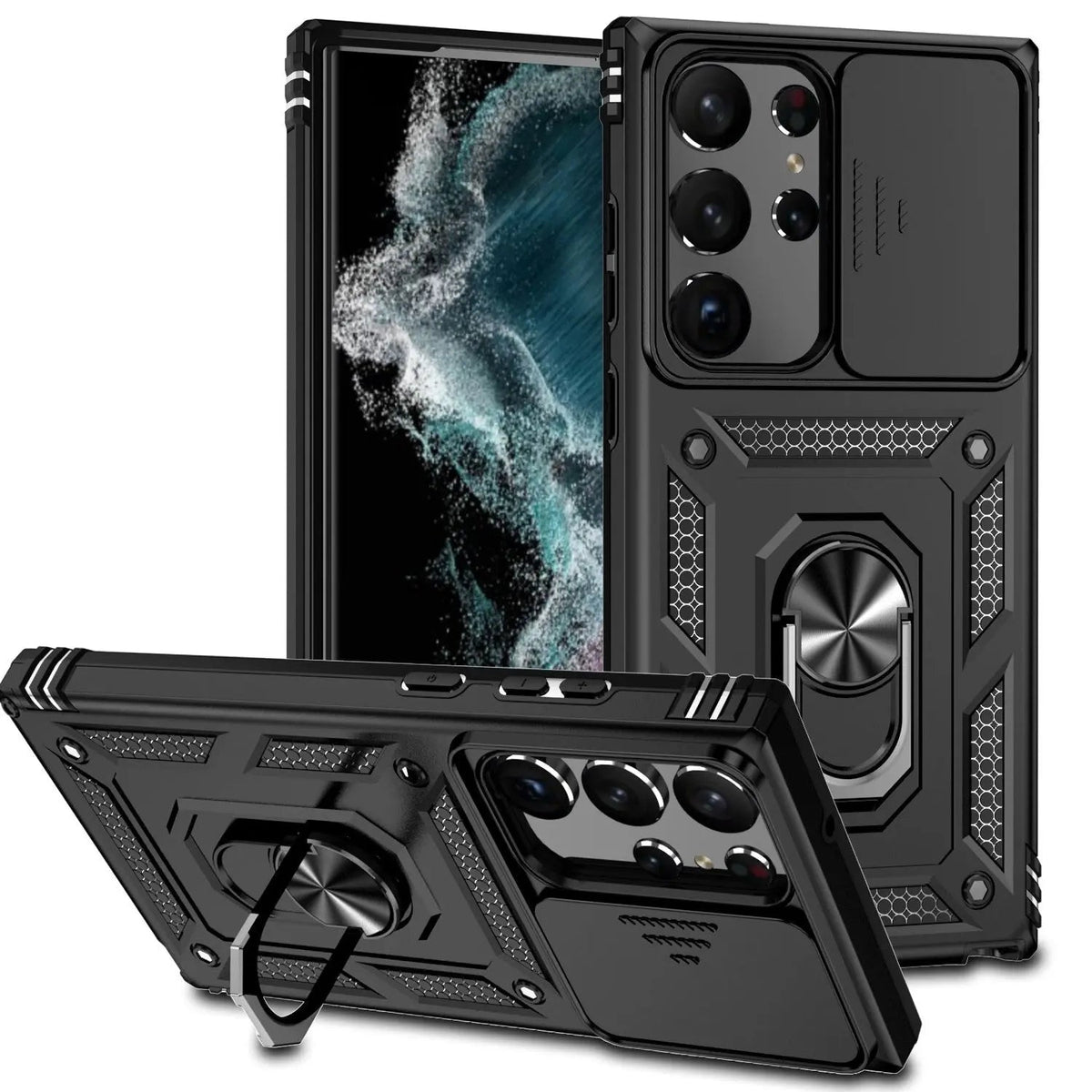 Protective Smartphone Case with Stand and Camera Protection for Galaxy S23 Series Black Blue Gold Protective | Sansoti