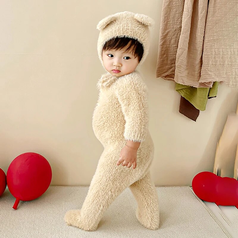 Combinaison bébé en peluche motif ours, vêtement d’hiver unisexe pour nouveau-né et tout-petit, combinaison chaude et douce | Sansoti