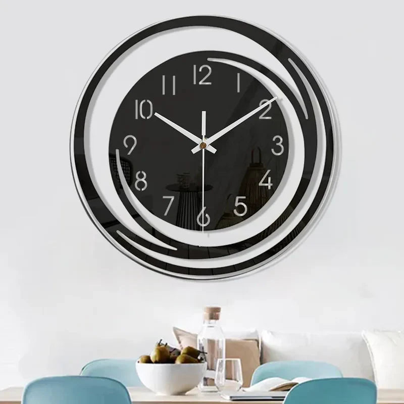 Wandklok Zwart Acryl - Modern Geometrisch Design - Stil Mechanisme - Scandinavisch Tijdloze Elegantie | Sansoti