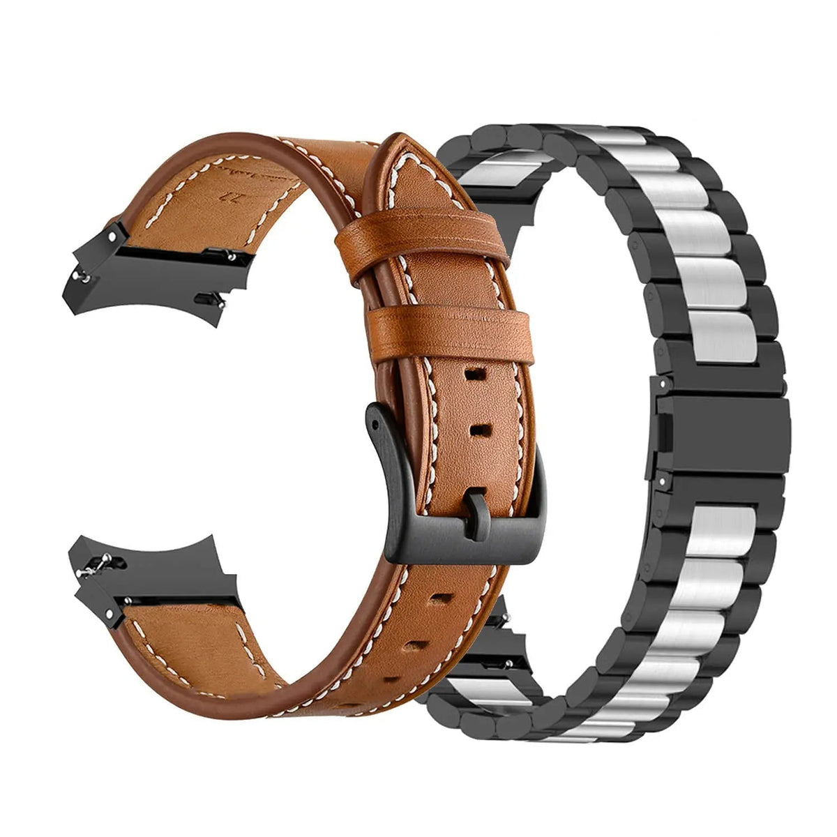 Premium Stainless Steel Leather Watch Band Galaxy Watch 5 40mm 44mm 45mm Pro Adjustable Replaceable Wristband | Sansoti