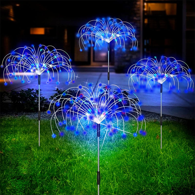 Lampe Solaire Effet Feu d'Artifice 120 LED Étanche Éclairage de Jardin 70cm pour Allée Piscine | Sansoti