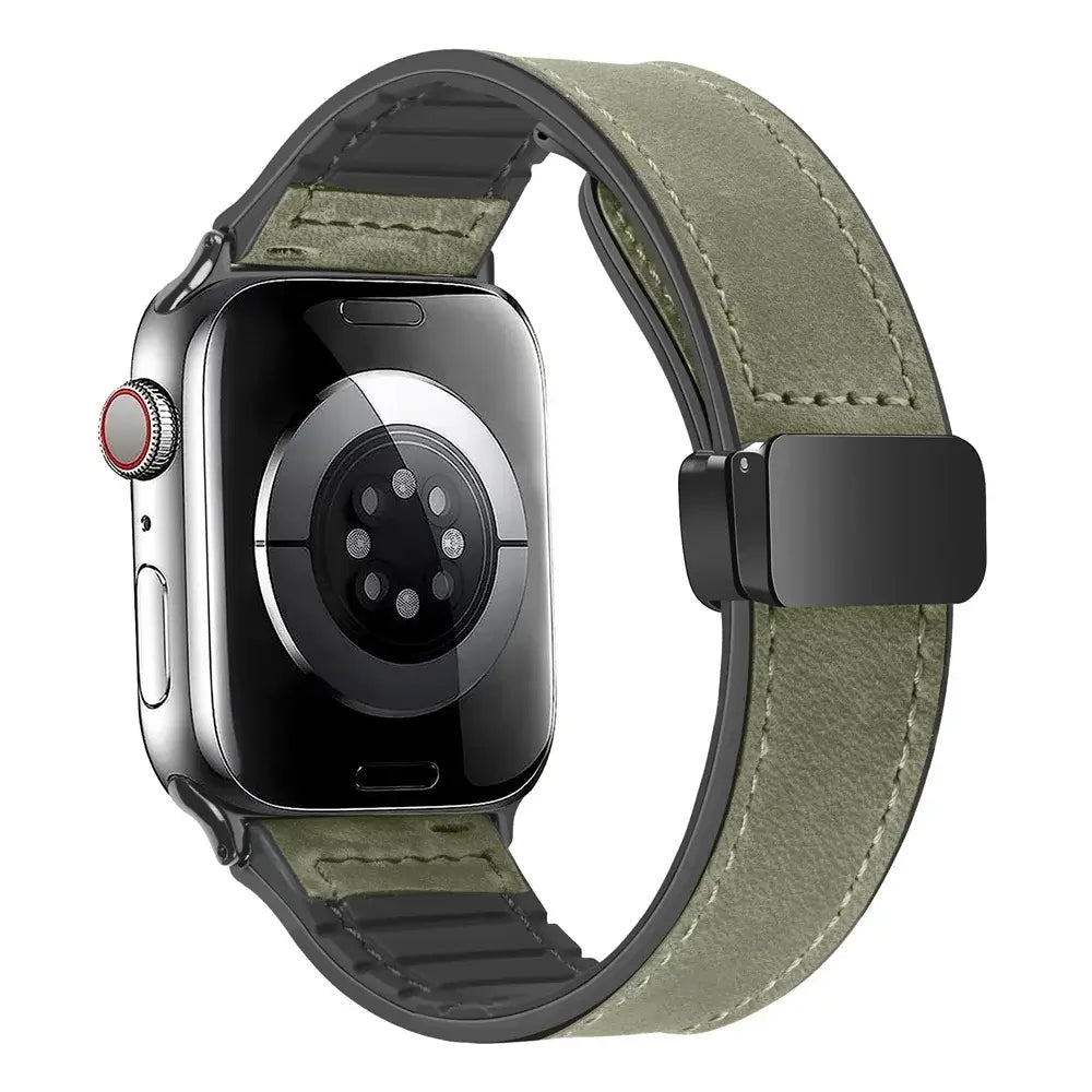 Bracelet de smartwatch magnétique en cuir véritable, réglable, résistant à l’eau, sportif, élégant et raffiné | Sansoti
