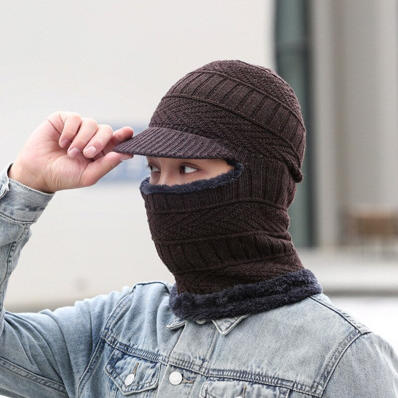 Ciepły zimowy zestaw z czapką i szalikiem, unisex, dzianinowe akcesoria z akrylu chroniące przed zimnem, zapewniające komfort | Sansoti