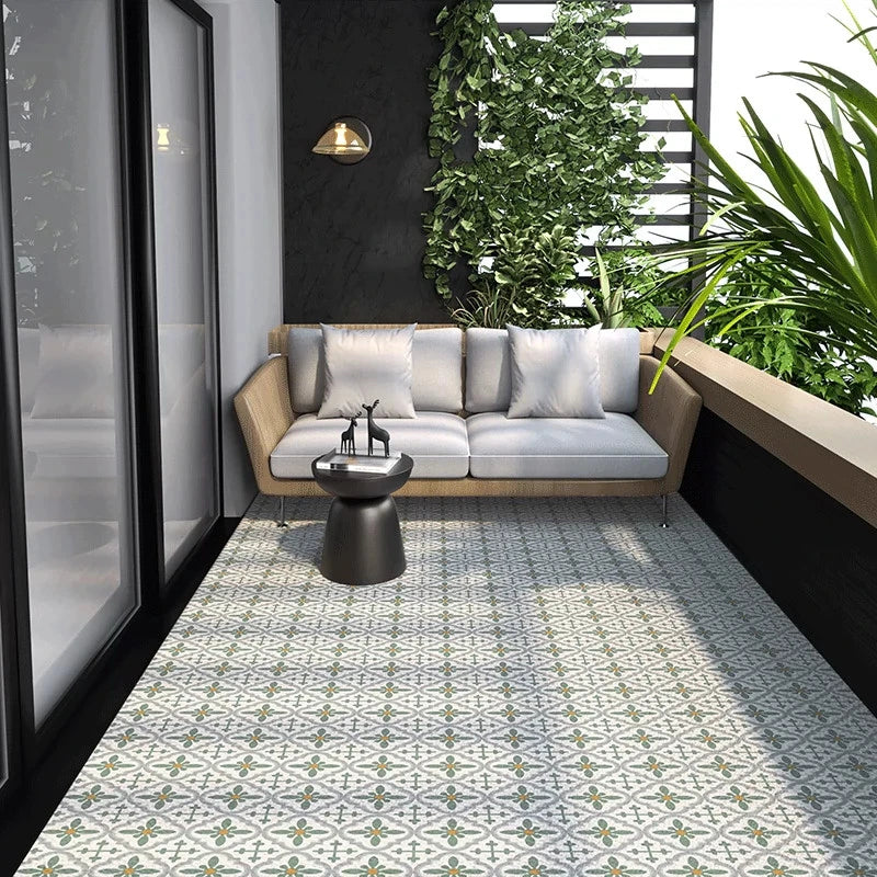 Tapis de sol en PVC aspect cuir antidérapant pour cuisine, balcon ou salon, motif géométrique, design moderne | Sansoti