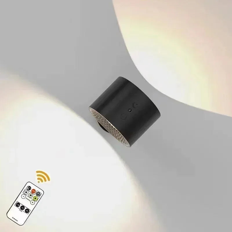 Wireless Wall Light Double LED Head USB Rechargeable Adjustable Rotatable Ambient Light Reading Lamp Bedroom | Sansoti