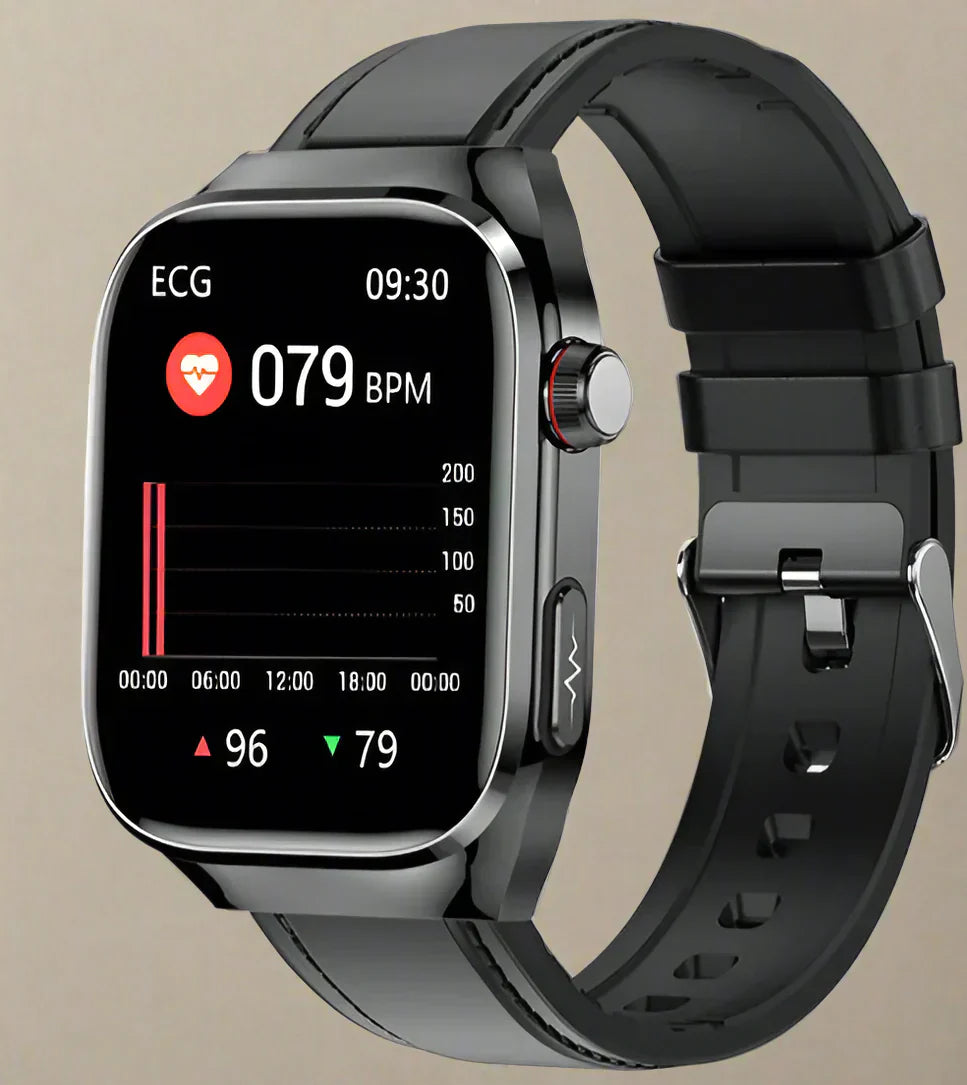 Multifunctioneel Smarthorloge met Hartslagmeter ECG Bloedglucose Tracker Bluetooth Bellen Gezondheidsmonitor AMOLED Display Draadloos Opladen | Sansoti