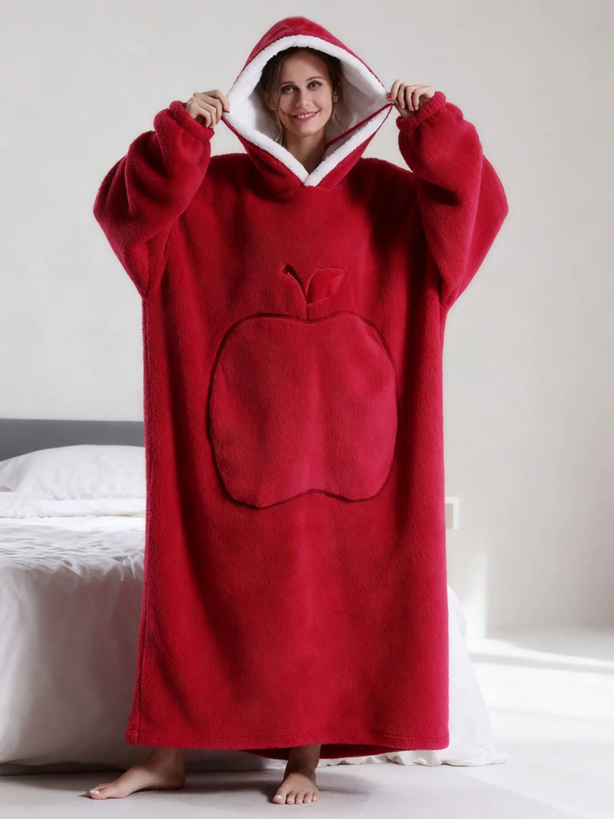 Oversized Hoodie Deken Sherpa Fleece Capuchon Mouwen Relaxkleding Volwassenen Winter Warmte Comfort Loungewear | Sansoti