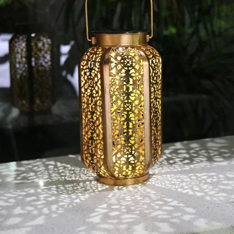 Geometrische Solartuinlantaarn Art Deco Design Brons IJzer LED Automatisch | Sansoti