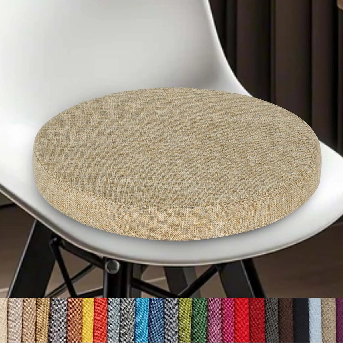 Cojín redondo de algodón y lino lavable con cremallera, 30-60 cm, para comedor, taburete de bar, cocina, oficina y silla de jardín | Sansoti