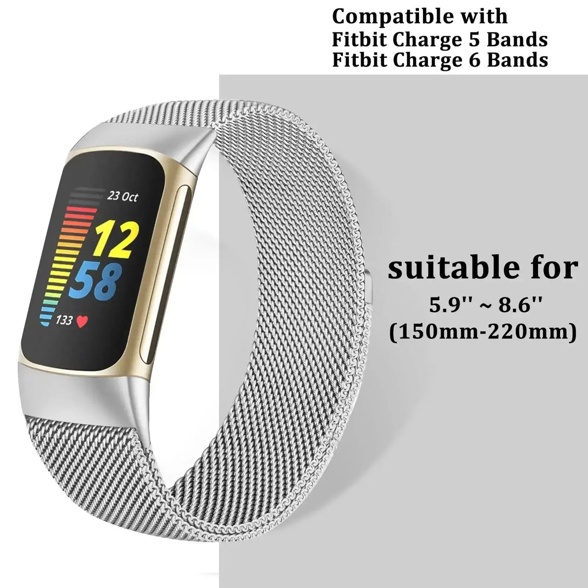 Magnetisches Mesh-Smartwatch-Armband für Aktivitätstracking-Uhren, Edelstahl, verstellbares, stilvolles Metallarmband | Sansoti