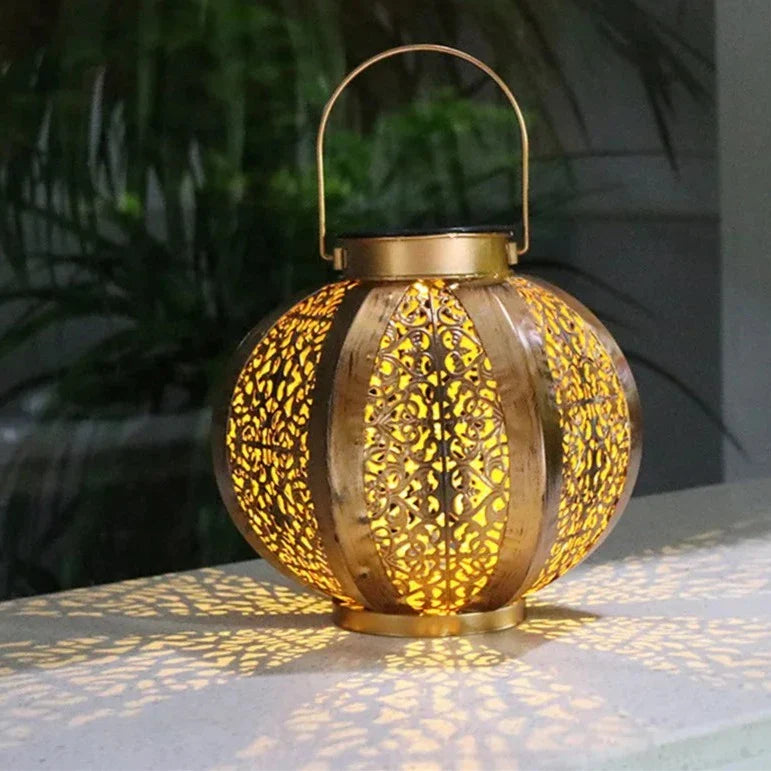 Geometrische Solartuinlantaarn Art Deco Design Brons IJzer LED Automatisch | Sansoti