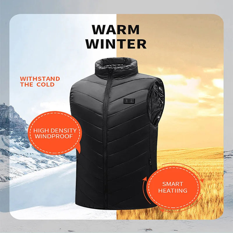 Chaleco térmico con calefacción USB, 21 zonas, negro y azul, unisex, para actividades al aire libre, invierno, senderismo, camping y esquí | Sansoti