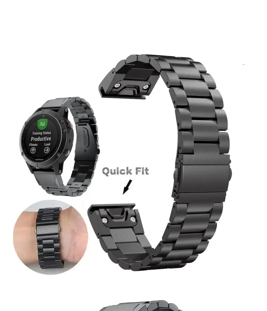 Edelstahlarmband für Smartwatches mit QuickFit-System, 20 mm, 22 mm, 26 mm, Gold, Silber, Schwarz, Armband für Uhren | Sansoti