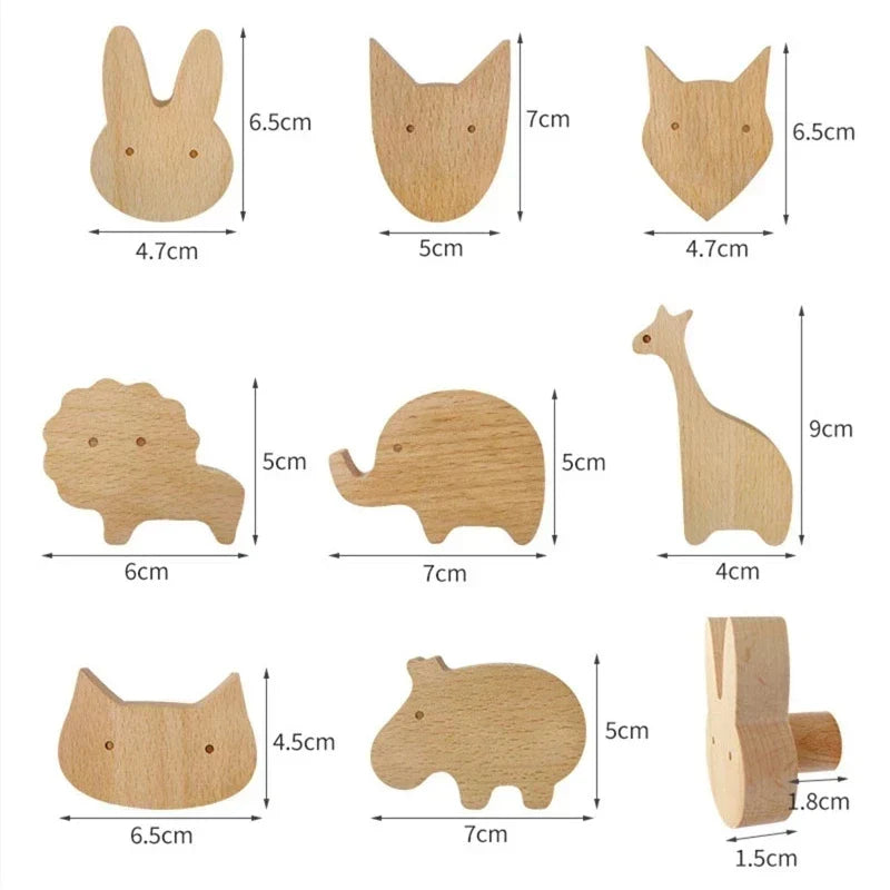 Wandhaken Hout Dieren Zelfklevend Kinderkamer Kapstokhaak Scandinavisch Design Kapstokhaakjes Muur Decoratie | Sansoti