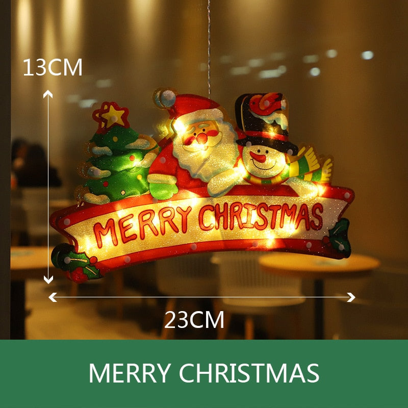 LED Raamverlichting Kerstmotieven Batterij Silhouet Sfeerlicht Figuren met Zuignap Decoratief Venster | Sansoti