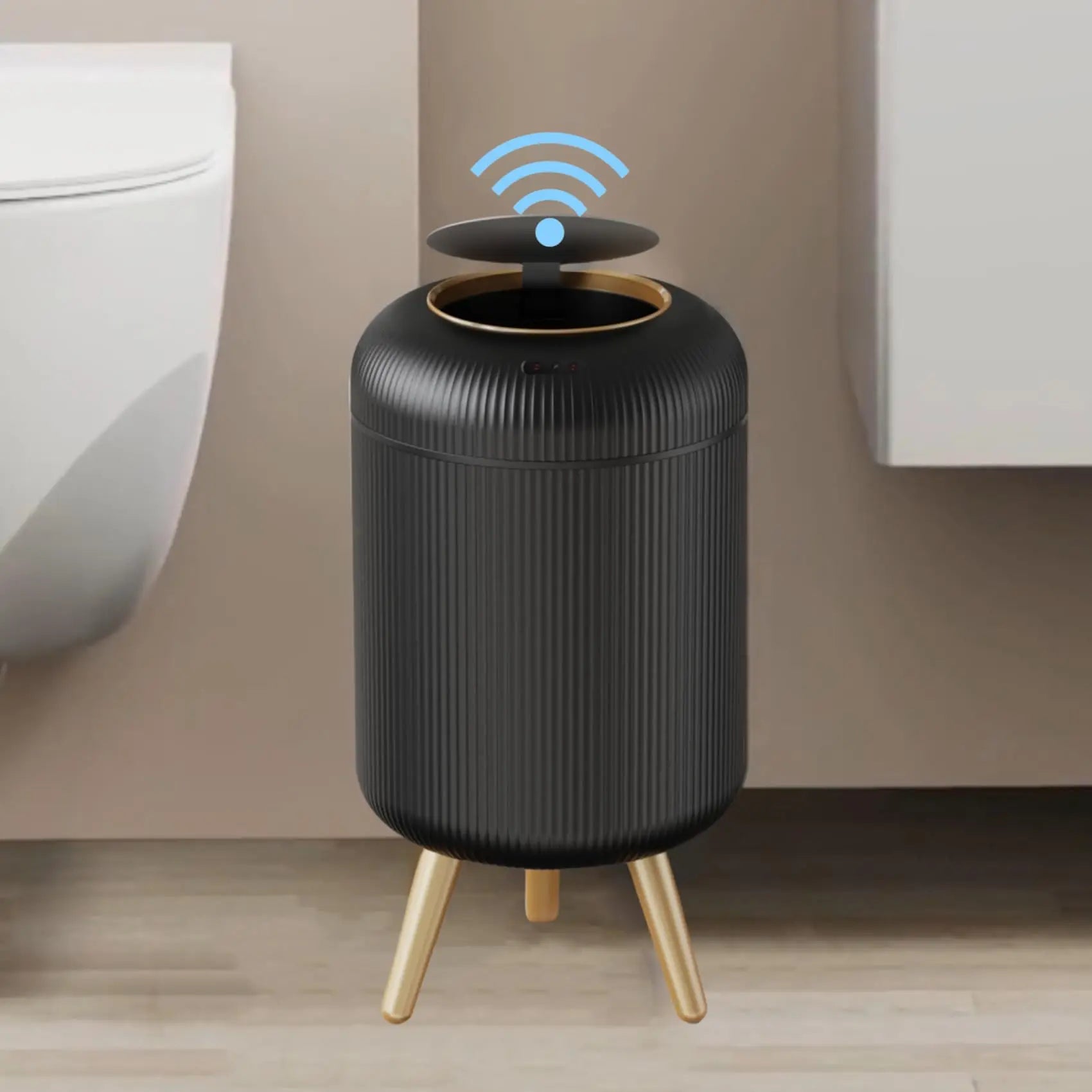 Prullenbak Sensor Automatisch 10L Wit Groen Zwart Houten Poten Woonkamer Badkamer 0,3s Infrarood Deksel Slimme Vuilnisbak Keuken | Sansoti