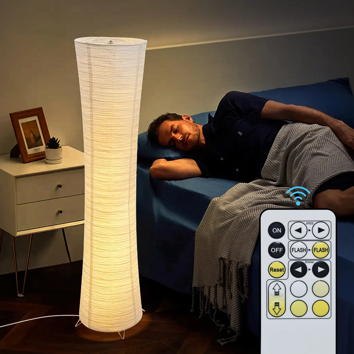 Stehleuchte Papier Japandi Zylinder Stehlampe Warmes Licht Minimalistisch | Restfield