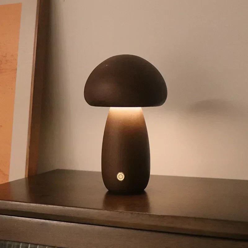 Lampe de table champignon rechargeable avec variateur tactile et lumière LED chaude pour chambre, chambre d’enfant ou salon | Sansoti