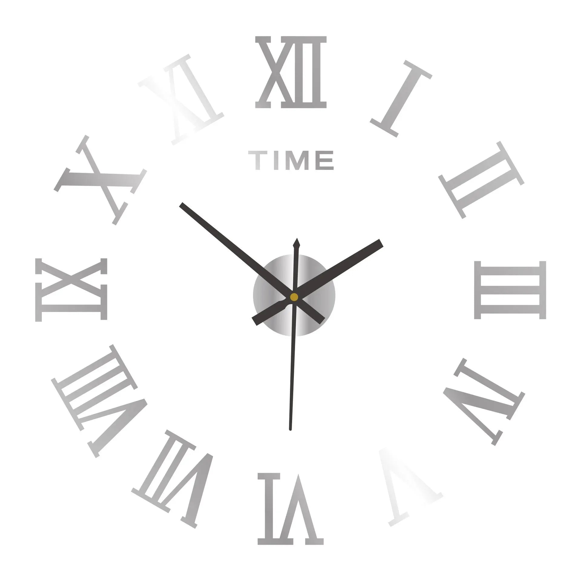 3D Wanduhr Acryl Römische Ziffern 40cm Silber Schwarz Gold DIY Selbstklebend Uhr Wohnzimmer Schlafzimmer Großformat Wanddekoration | Restfield