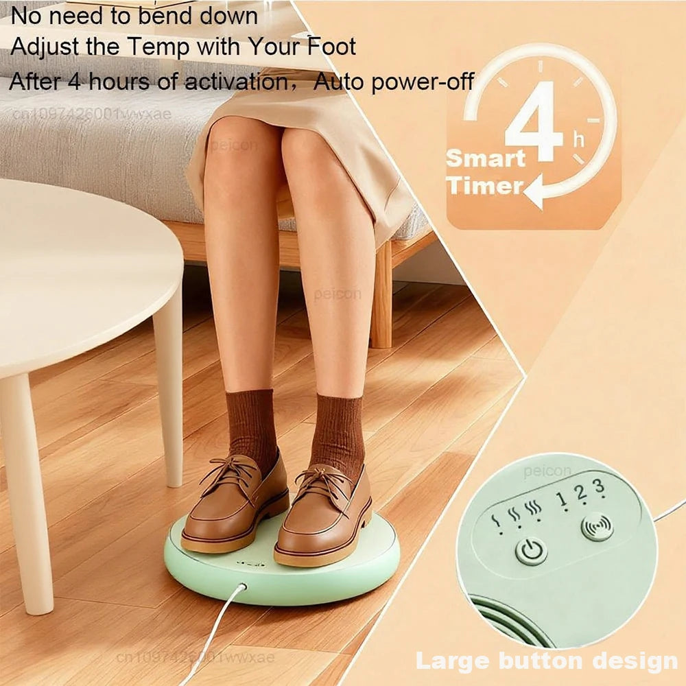 Electric Foot Warmer with Massage, USB Heating Pad, 3 Heat Settings, Non-Slip Plush, Home Office | Sansoti