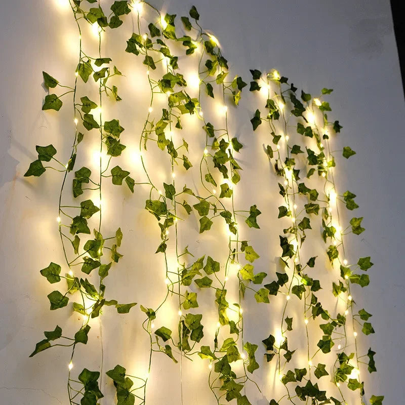 Bloem Groen Blad String Lights Kunstmatige Wijnstok Sprookjes Batterij Aangedreven Kerstboom Slinger Licht Voor Wieden Home Decor
