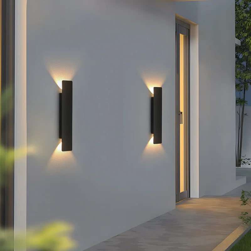 Aluminium-Außenwandleuchte mit LED, 18 W, schwarz, wasserdicht, IP65, moderne Beleuchtung für Terrasse, Garten und Balkon | Sansoti