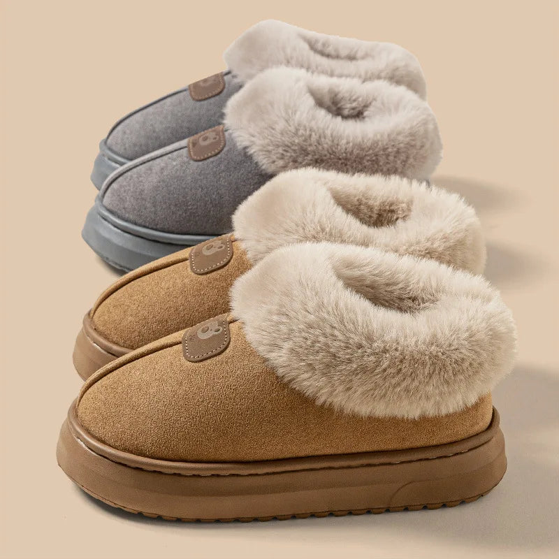 Lined Winter Slippers with High Ankle Warm House Slippers Thick Non-Slip Sole Unisex Indoor Outdoor | Sansoti