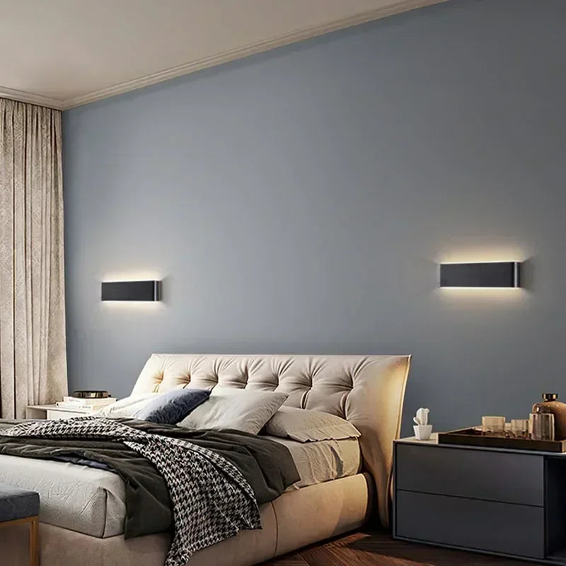 LED Wandlamp Modern Aluminium Acryl 30cm Warm Wit Zwart Goud Slaapkamer Hal Badkamer Minimalistisch Design | Sansoti