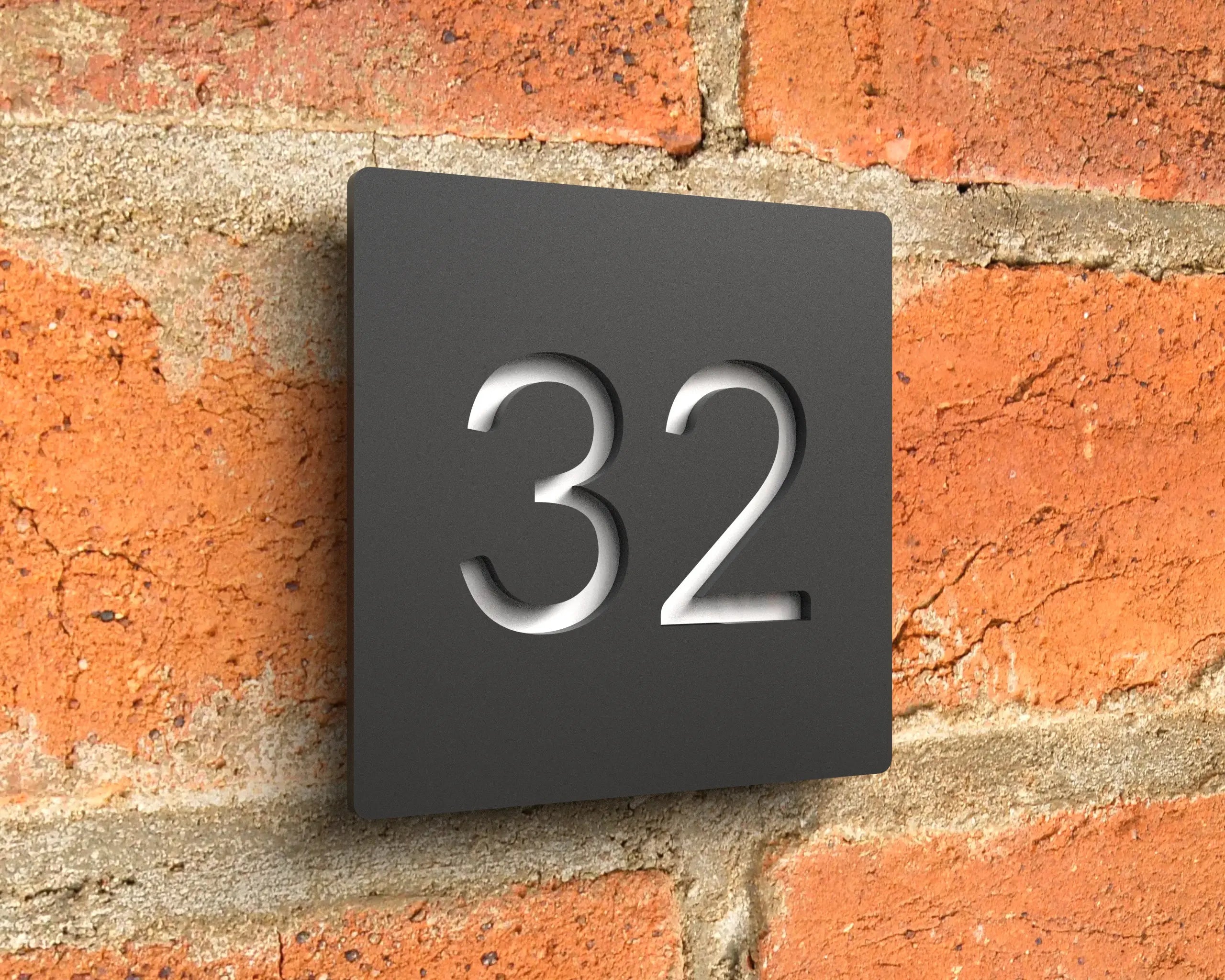 Floating 3D house number plate acrylic modern weather-resistant for facade and entrance | Sansoti