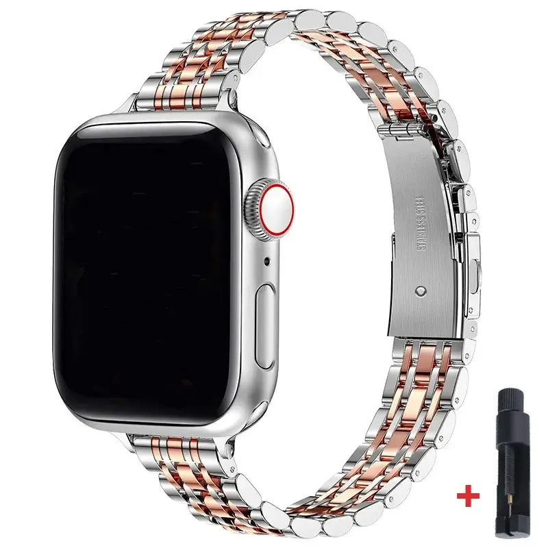 Edelstahl-Smartwatch-Armband 38-49 mm Metallarmband Elegantes Gliederarmband Verstellbare Uhr | Sansoti